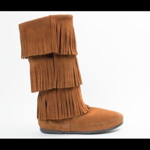 Minnetonka three layer fringe boots
