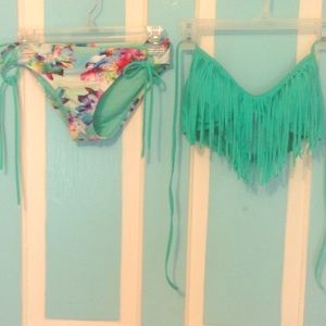 Blue two piece swimsuit