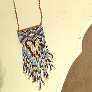Tribal print beaded necklace
