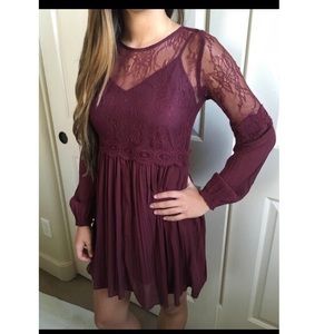 Maroon long sleeve lacey dress