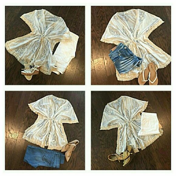 💥SALE!💥Tie Front Butterfly Sleeve Tunic/Cover-up - Picture 4 of 4