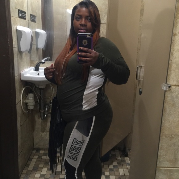 Olive Green love pink track suit
