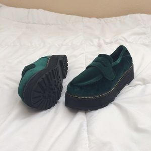 Green Velvet Loafer Creepers