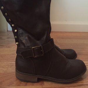 High dark brown boots!