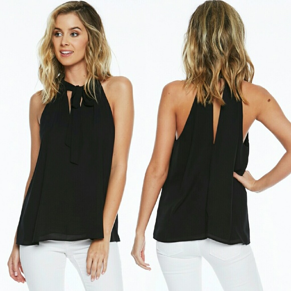 💥SALE!!!💥 EVERLY Neck Tie Halter Top - Picture 3 of 4
