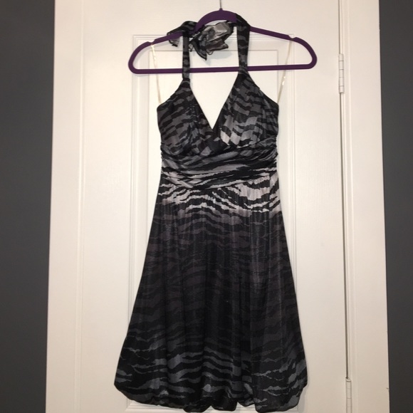 Padded Halter Top Silk Tiger print Dress