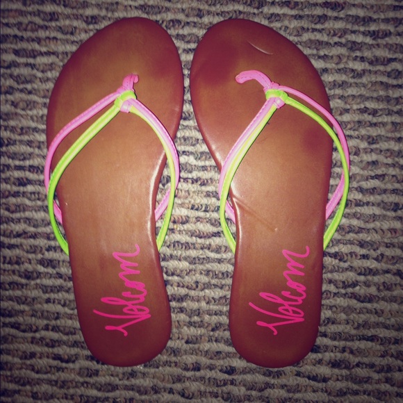 Pink & Green Volcom Sandals
