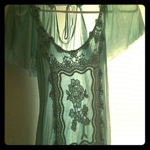 Turquoise lace top
