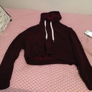 Cropped Burgundy Hoodie