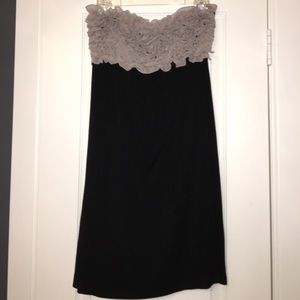 Black Strapless Mini Dress w/ Ruffle Detail