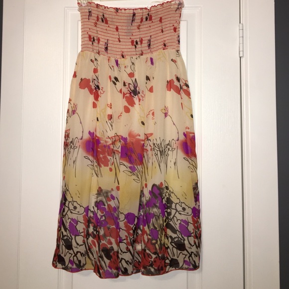 Multi Color Floral Strapless Dress