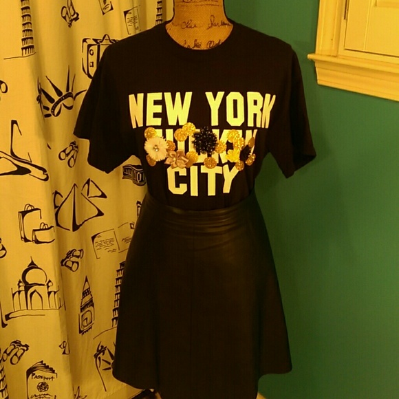 New York City Handmade embellished censored Tee