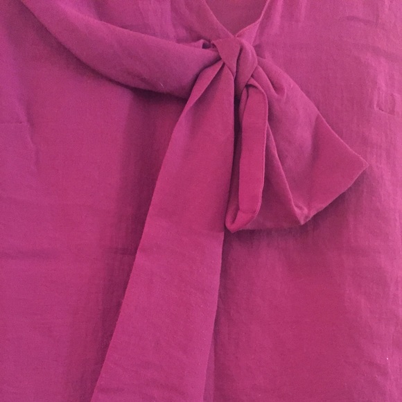 DONATED Ann Taylor LOFT plum blouse with bow - Picture 2 of 4