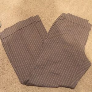 Taupe strip wide leg dress pants