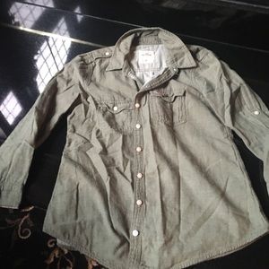 Hollister army green button up