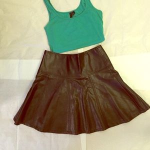 Faux leather skater skirt