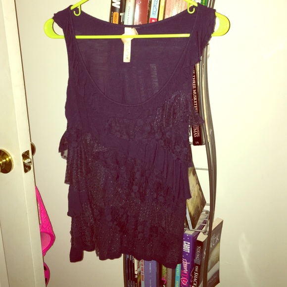 Navy ruffled tank top