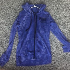 Blue tie dye pink zip up