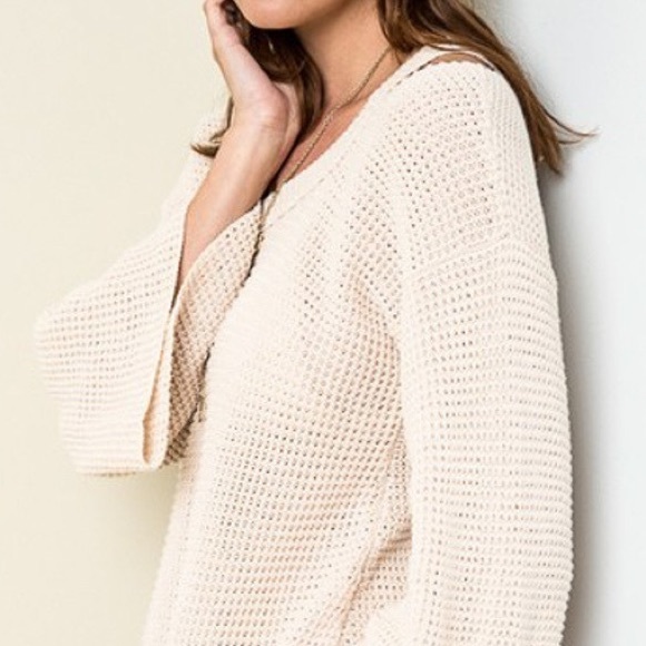 Bell Sleeve Knit Sweater- CREAM - Picture 3 of 3
