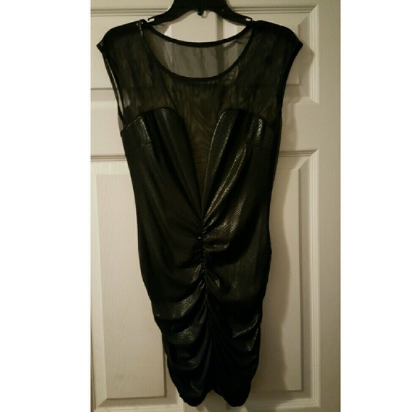 Sexy snake and mesh black dress