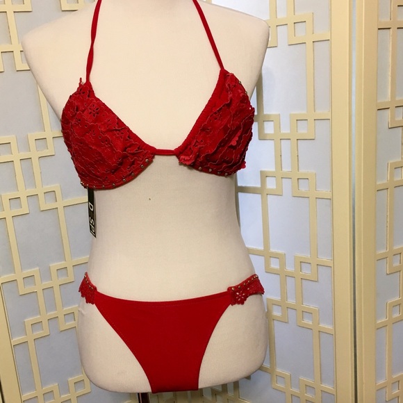 Despi Red Faux Suede Bikini - Large - NEW!