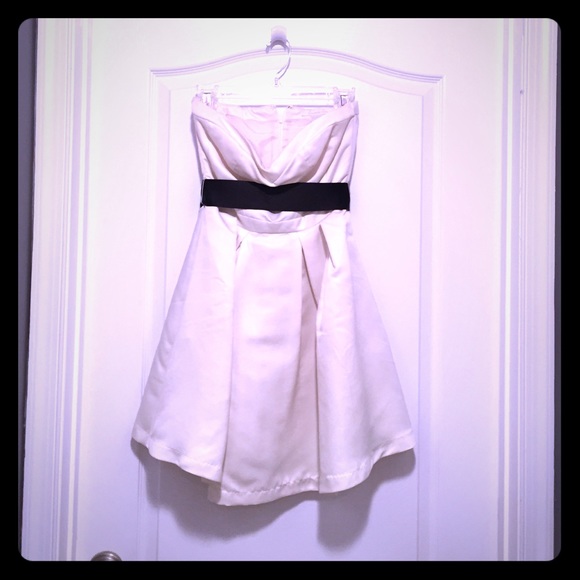 Off white strapless skater dress