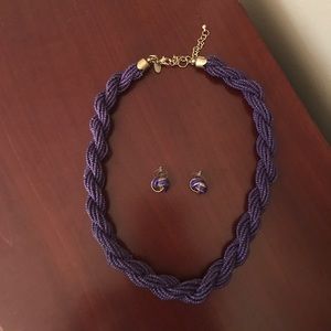 Purple, braided necklace with matching earrings!