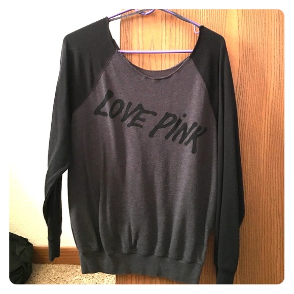 One shoulder love pink sweatshirt. Size small