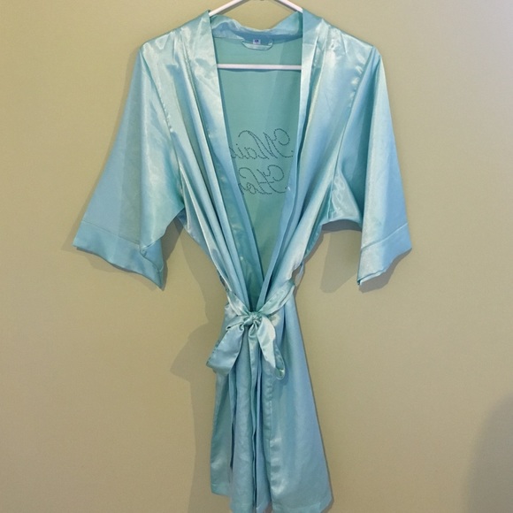 Teal silk robe