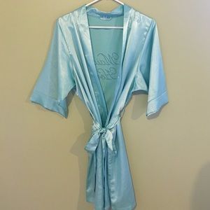 Teal silk robe