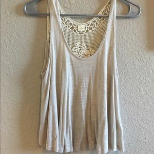 Nude tank with crocheted back!