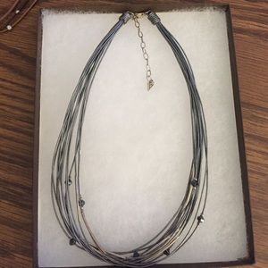 Silpada N2146 Hematite, Glass and Leather Necklace