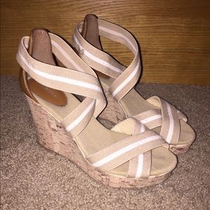 Merona Stretchy, Tan Wedges. Womens Size 8
