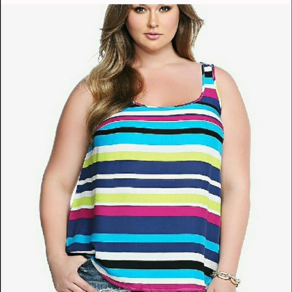 torrid Tops - Bright Color Striped Boat & V-Neck Tank Top