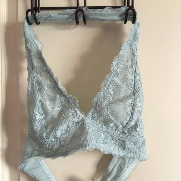 Light blue Free People lace halter bralette