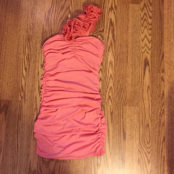 One-sleeve Peach Dress