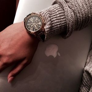 Gold and black dressy watch