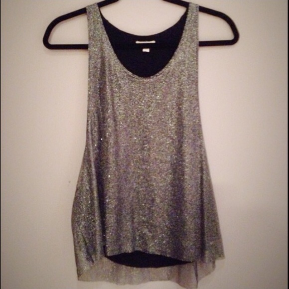 😱 24 HR only! Silence and Noise Silver Mesh top