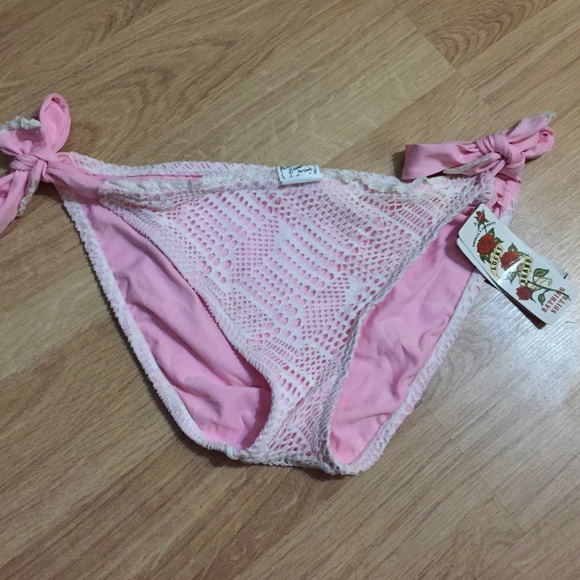 NWT Lucky Brand Crochet Bikini Pink L
