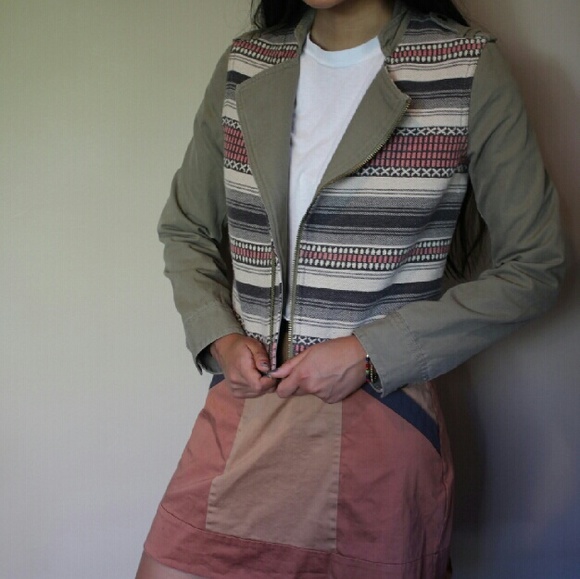 ae army green moto jacket