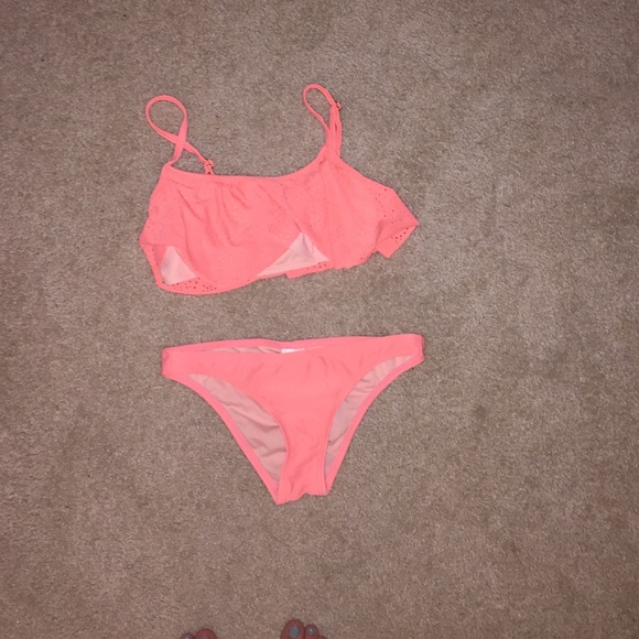 Neon coral swimsuit