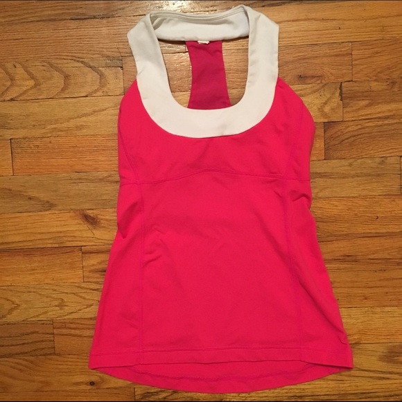 Lululemon pink/white razorback tank Sz. 4