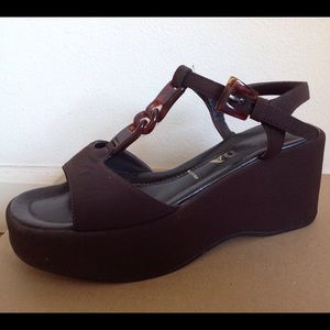 Prada brown wedge sandals - size 37