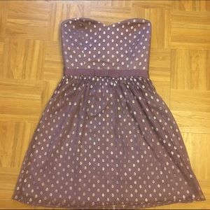 Purple sweetheart neck line party dress