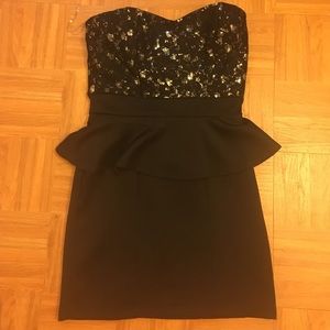 Peplum black mini dress