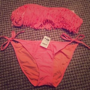 Charlotte Russe orange fringe bikini swimwear