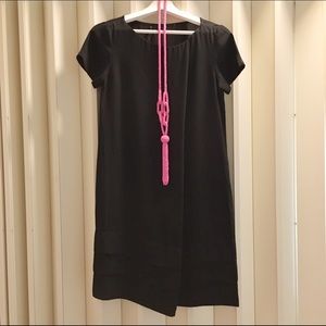 Zara Black Shift Dress w/ Overlap Detail