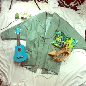Blue leather jacket