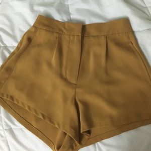 Mustard woven shorts