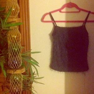 Frilly black tank top